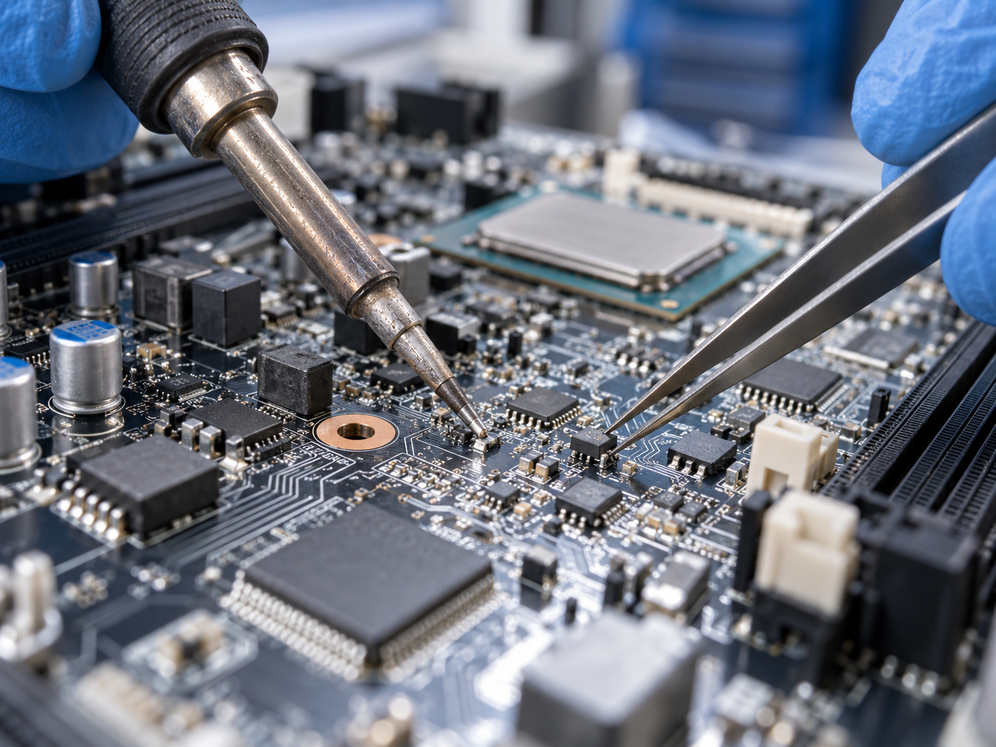 Reparación de una placa electrónica con precisión